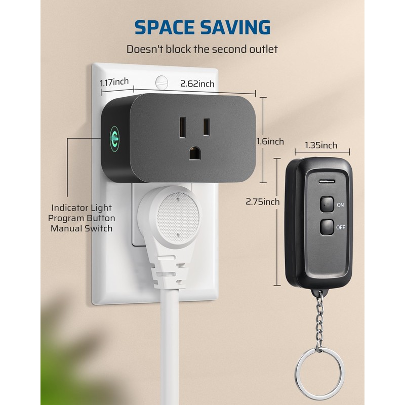DEWENWILS Indoor Remote Control Outlet, Wireless Remote Light Switch for