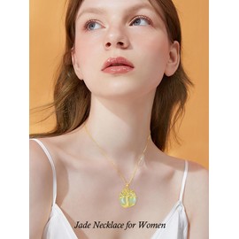HPQQ Gifts for Sister Tree of Life Necklace Gold Plated Sterling Silver 3 Sisters Jade Pendant Necklace Jewelry Gifts for Women Friends for Birthday