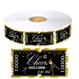 Free Drinks Tickets 2" x 1" Single Raffle Tickets Party Tickets 1000 Count Sequentially Numbered Wedding Drink Tickets for Events, Weddings, Work and Parties