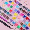 6 Boxes Sparkling Crystal Nail Rhinestones Pearls Kit,Flatback Multicolor Transparent