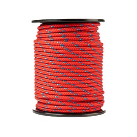 SNURO Polypropylene Rope (6 mm, 50 m, Red with Blue and Green) - Braided Rope - Lightweight Paracord for Outdoor, Survival and Garden - Breaking Force 531 kg