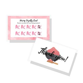 Waxing Loyalty Discount Card | 50 Pack | Size 2 x 3.5â inches Business Card | Matches Waxing Aftercare & Pre-Waxing Cards PMU | White with Pink Design