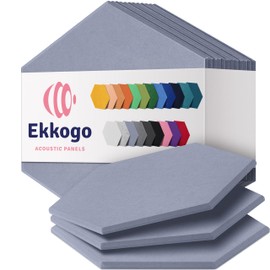 Ekkogo Acoustic Soundproof Wall Panels 12-Pack - 12"X10.4"X0.4" High Density Sound Dampening - [Dusky Gray Hexagon]