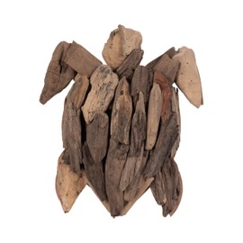 Sagebrook Home Coastal Driftwood Turtle Wall Decor - Handmade Wooden Sea Turtle Sculpture - Rustic Brown MDF & Natural Driftwood - Beach House & Living Room Wall Art - 2" Brown