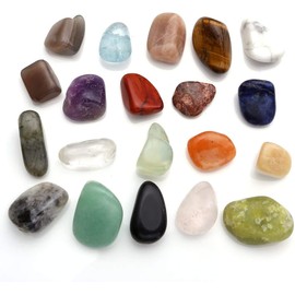 Namvo Mineral Rock Variety Tumbled Rough Gemstone Meteorite Fragment Healing Energy Crystal Collection Box (20pcs Tumbled Mini Stones)