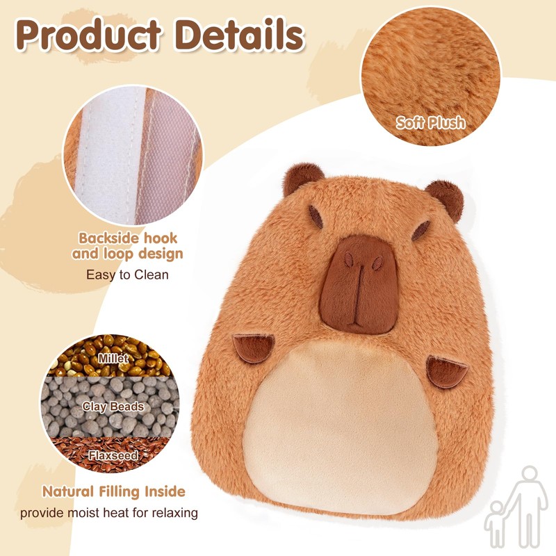 Capybara Microwavable Heating Pad for Belly, Neck & Shoulders, Heated