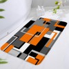 Orange Bath Mat Black White Grey Geometric Abstract Mid Century