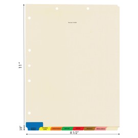 Tabbies 8-Bottom Tab Medical Chart Index Set , Red, Brown, Blue, Orange, Yellow, Green , 8-1/2" x 11-3/8"