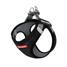 EzyDog FORMFIT Dog Harness for Small Sized Dog - All Weather Breathable Mesh Small Dog Harness with Reflective Trim, Easy Hook & Loop Closure, Sturdy Buckle, & D-Ring (Black, 2XS)