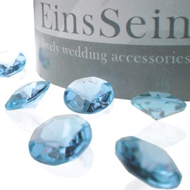 EinsSein 100 x Sparkling Diamond Crystals 12 mm Light Blue Decorative Stones Diamonds Sparkling Diamond Crystals Confetti Table Decoration Wedding