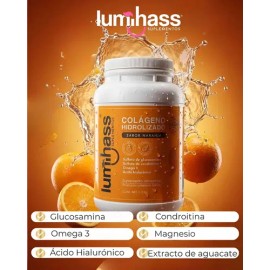 Colágeno Lumihass Sabor Naranja 1.2 Kg I 48 Porciones I Adicionado Con Omega 3 + Extracto De Aguacate + Magnesio + Acido Hialuronico + Glucosamina + C