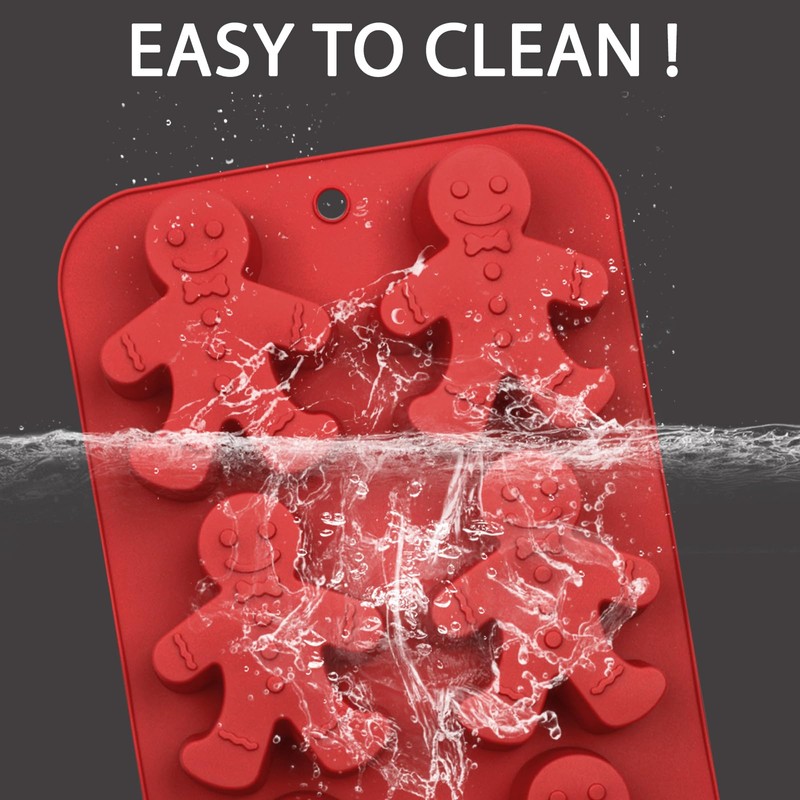 Silicone Gingerbread Man Mold, 2 Pack 6-Cavity Christmas Tray Baking