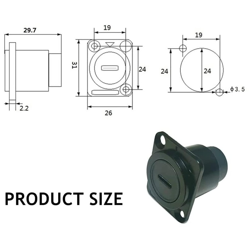 PENGLIN USB 3.1 Type C Coupler for Panel Mounting, USB