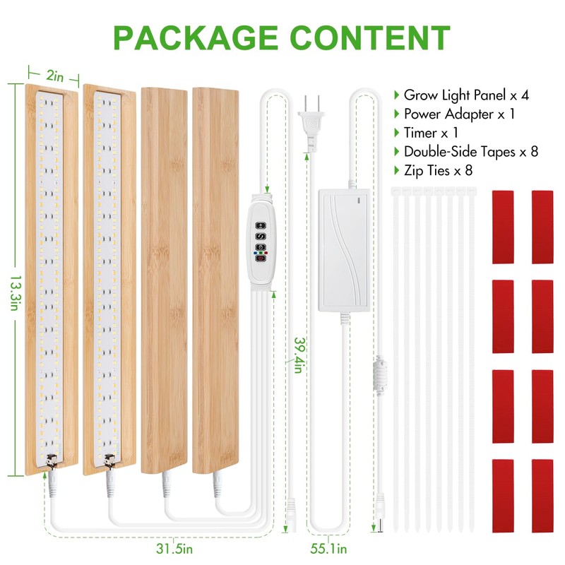FOXGARDEN® Grow Light, Bamboo Full Spectrum Plant Light Strip for