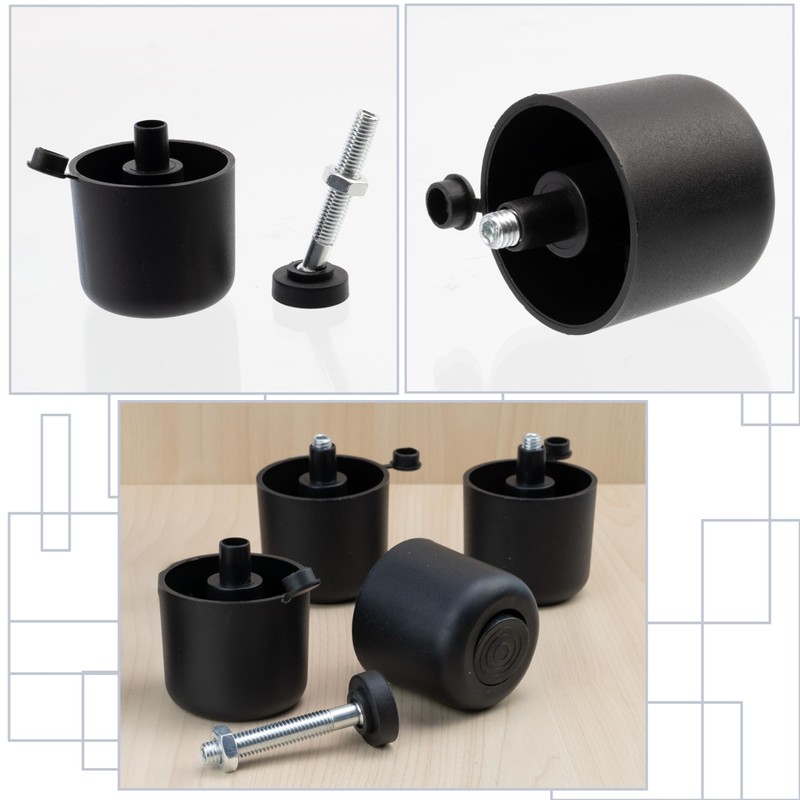 Aerzetix: C42482 Set of 4 Adjustable Furniture Feet Black for