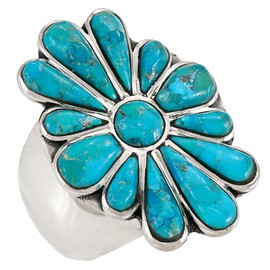 Turquoise Ring Sterling Silver 925 Genuine Gemstones Size 6 to 11 (Turquoise) (10)