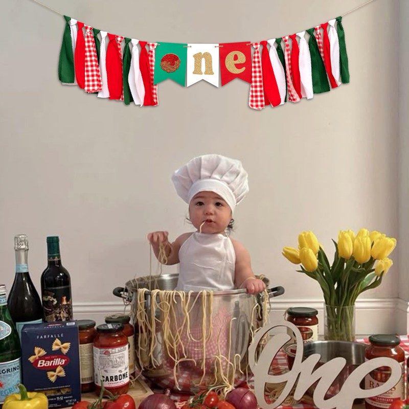 Raoformi Meatball Theme First Birthday High Chair Banner