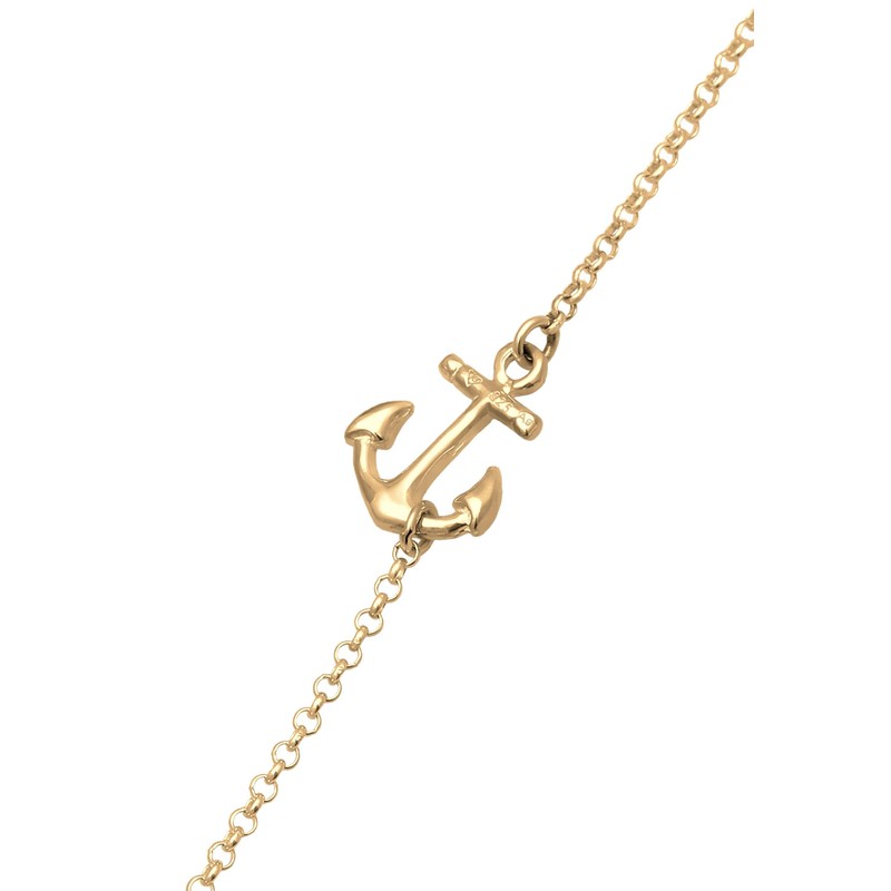 Elli Women's 925 Sterling Silver, Gold Plated Anchor Anklet