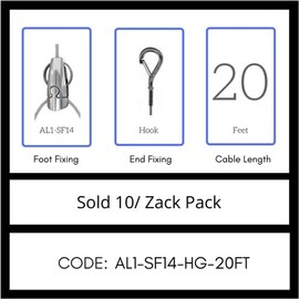 GRIPPLE UL Approved Angel Side EXIT Female 1/4" Hanger, Sold 10/Zack Pack, Made in USA (AL1-SF14-HG-20FT)
