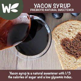Peruvian Yacon Syrup a 100% Natural Sweetener - Low Glycemic Index - Vegan - Organic - Substitute for Sugar, Honey and Molasses - Packed with FOS (fructooligosaccharide) a Prebiotic Fiber and Inulin - In an Easy Squeeze Dripless Bottle by Wholefort