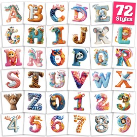 Temporary Tattoo For Kids, 72 Styles Cute Animal stickers, 3-10years old girls and boys birthday party favors, Pre cut animal tattoos are for kids perfect for party gifts and party decorations