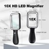 10X Magnifying Glass with Light, Rechargeable Magnifier with 3 Color