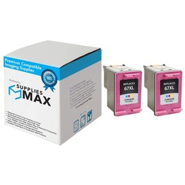 SuppliesMAX Remanufactured Replacement for HP Deskjet 2724/2725/2755e/4140/4155/Envy 6020/6030/6052/6075/6455/6475 Tri-Color High Yield Inkjet (2/PK-200 Page Yield) (NO. 67XL) (3YM55AN_2PK)