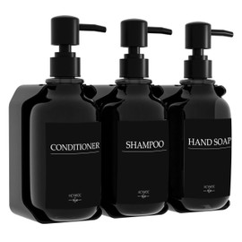 3 Piezas Dispensador de Jabon Baño on 16 Etiquetas Impermeables | Dispensador de Shampoo y Acondicionador, Sin Taladrar Dispensadores de Jabon de Duch