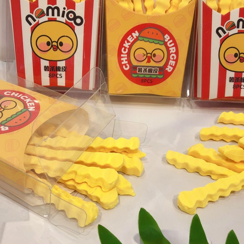 2Box French Fries Chips Eraser Pencil Erasers Cute Fun Novelty