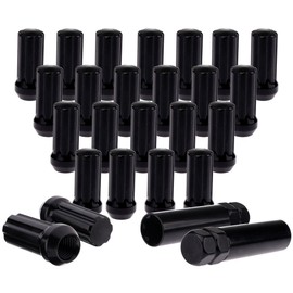 SCITOO 24PCS+2Keys Black Lug Nuts Spline for 3/4" Socket Key Drive Close End, 51mm Tall, 14X2.0 Thread, Fits for Ford Expedition/Ford F-150/Lincoln Mark LT/Lincoln Navigator 1997-2014
