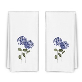 CIOJUNE Purple Hydrangea Flowers Floral Kitchen Towels Set of 2 - Summer Flowers Decorative Hand Towels for Bathroom, Green Hydrangea Decor Dish Towels for Kitchen, Floral Hand Towels, 16x24