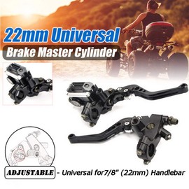 LisylineAuto Universal 7/8" 22mm Motorcycle Brake Lever Handlebar Brake Master Cylinder Clutch Levers Set Compatible with Harley Honda Kawasaki Suzuki Yamaha Motorbike Brake Lever(Black)