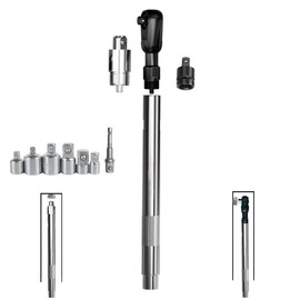 QVIKPMU Offset Extension Wrench, Multifunctional Offset Extension Wrench Impact for Electric Drill, Electric Ratchet Wrench with 2 conversion head, 6 Conversion Adapters, Slim Design for Tight Spaces