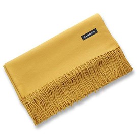 Cashmere Brand large soft Pashmina shawl scarf yellow Ochre mustard