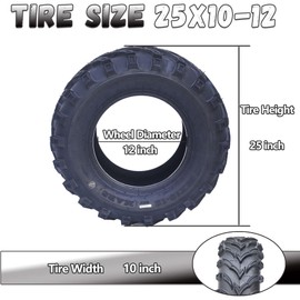 GarveeTech ATV Tires 25x10-12 6PR, 25x10x12 6PR All-Terrain Tires Set of 2, 25 10 12 Atv Tires Puncture And Abrasion Resistant, Optimum Grip Pattern for Enhanced Off-Road, Handling for Off-Road