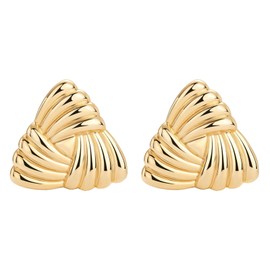 Pivza 14K Gold Plated Chunky Vintage Earrings for Women - Geometric Triangle Knot Drop Earrings, Lightweight Hypoallergenic Jewelry