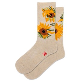 HOTSOX Women's Sunflower Active Crew Sock 1 Pair Pack, Natural Melange, Women's Shoe Size 4-10