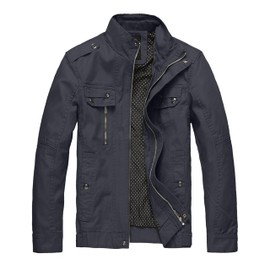 Wantdo Men's Casual Military Windbreaker Field Jacket Gray M