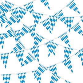 MARFOREVER 52.5 Ft Oktoberfest Pennant Banner, 38Pcs Oktoberfest Decorations Double Side Bavarian Flags for Party Bavarian Beer Festival Supplies Outdoor and Indoor