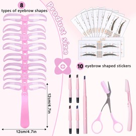 KHDULQ Augenbrauen Schablone Set,Augenbrauenschablonen Damen-Augenbrauen Schablonen für Frauen-Augenbrauenschere-Eyebrow Pencil-Symmetrische Augenbrauen-Wiederverwendbar-für Anfänger Schablon