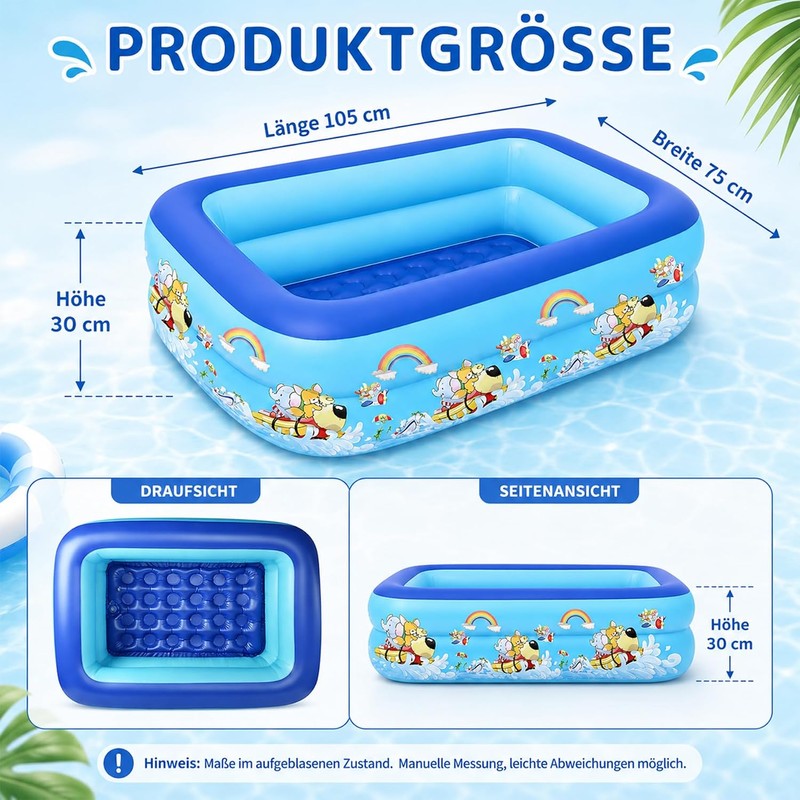 Sunshine Smile Piscina Hinchable para niños, 120 x 85 cm,