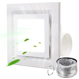 FEITON Bathroom Exhaust Fan with Light, Ceiling Mount, 110 CFM 1.0 Sones 4 Inch Duct, Quiet Square Bath Fan Light Combo, Shower Exhaust Fan with Light