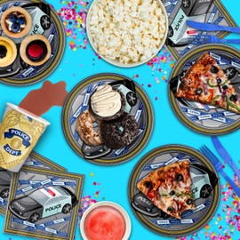 Police Department Cop Birthday Party Supplies Set Plates Napkins Cups Tableware Kit for 16