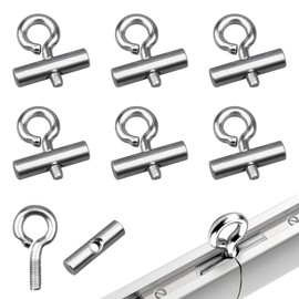 Pack of 6 Piping Stoppers 8-10 mm - Stopper for Piping Rail with Eyelet - Stainless Steel Piping Stopper with Carabiner - Piping Rail Accessories for Caravan, Motorhome, Camping, Tent & Boat 4 butées