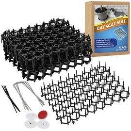 Ley's 12 Pack Cat Deterrent Mat, 6 x 8 in Scat Mat with Spikes, Keep Cats Away from Plants, Indoor Furniture & Outdoor Garden Fence – Pet Repellent Barrier