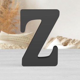 Zaruatu 8 Inch Black Wood Letters Unfinished Wood Letters for Wall Decorative Black Retro Standing Letters Sign Board Decoration for Craft Home Party Projects (Z)