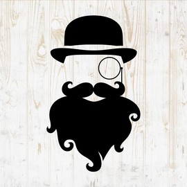 Beard Decals Peel and Stick - Wall Vinyl Decals Stickers - Bearded Man Mustache Barber Barbershop Haircut Hair Stylist Silhouette - Car Window Truck Laptop Tumbler - Salon Shop Room Decor DWSV14019