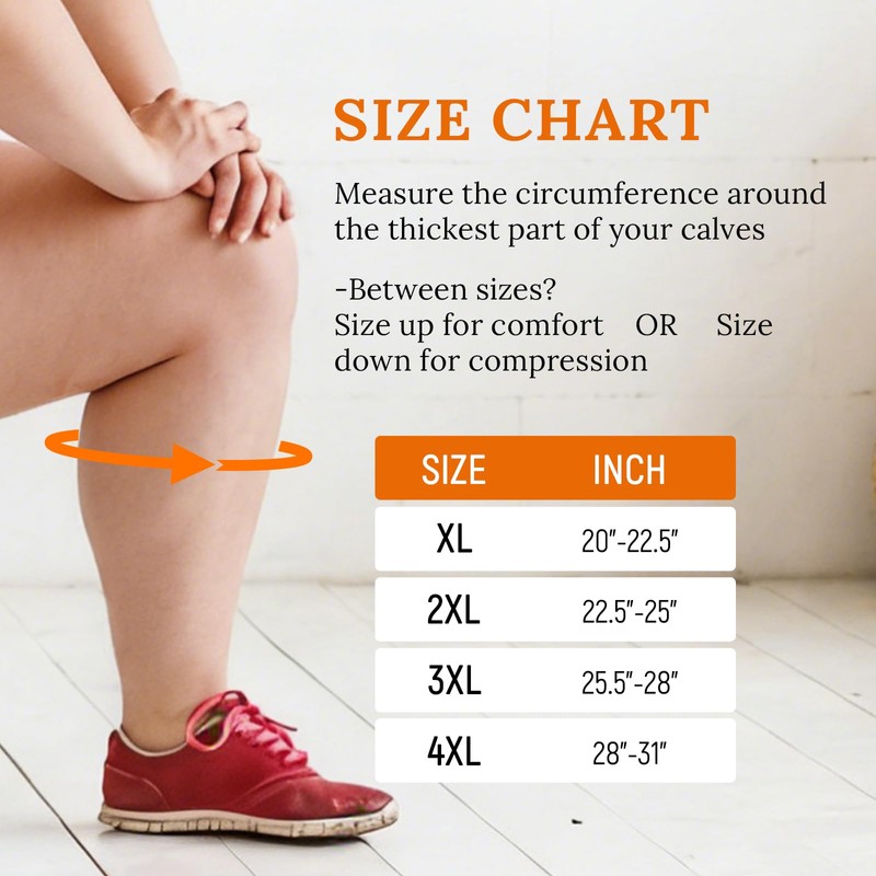Plus Size Calf Compression Sleeves, Wide Calf Leg Support Sleeves