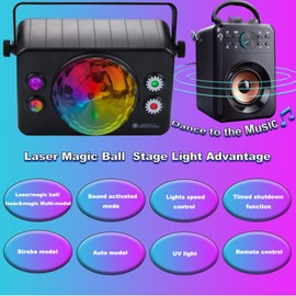 Disco Ball Light Party Lights, Disco Light Sound Activated Strobe Lamp Disco Ball Decor with 6 Lighting Colors and Laser Pattern with Remote Control Party Light for Home Karaoke Dance Birthday