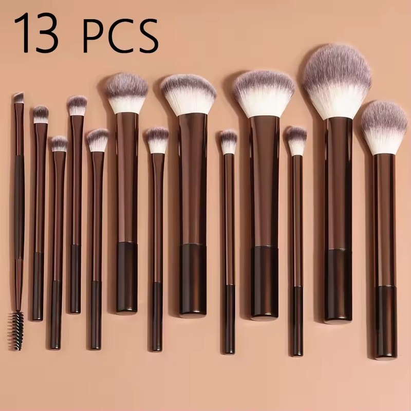 13-Piece Makeup Brush Set for Everyday Cosmetic Application – Wool